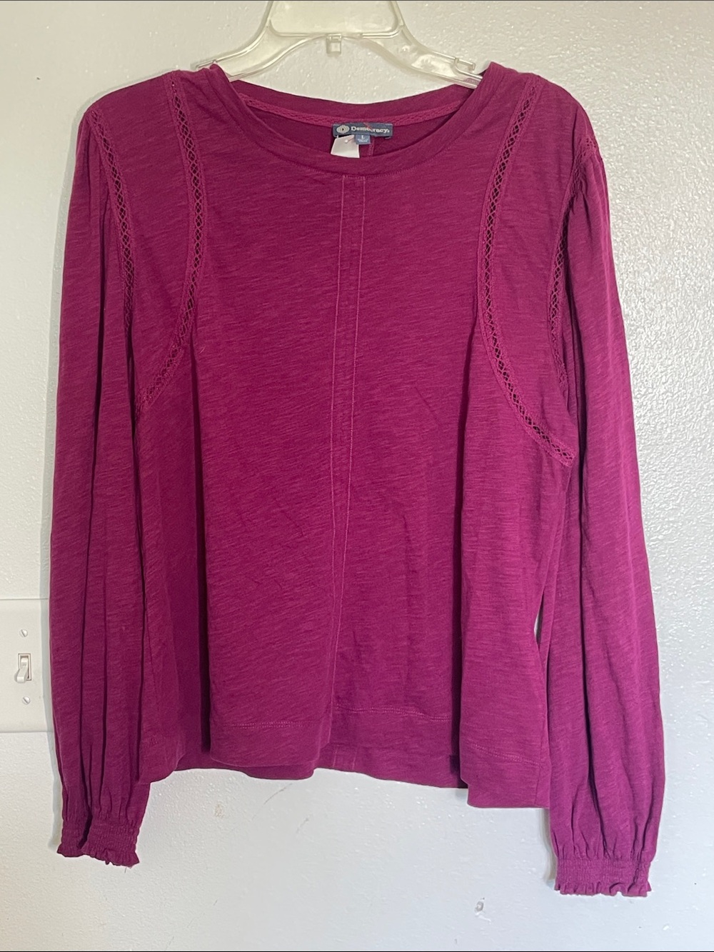 Democracy Long-Sleeve Tee in Magenta